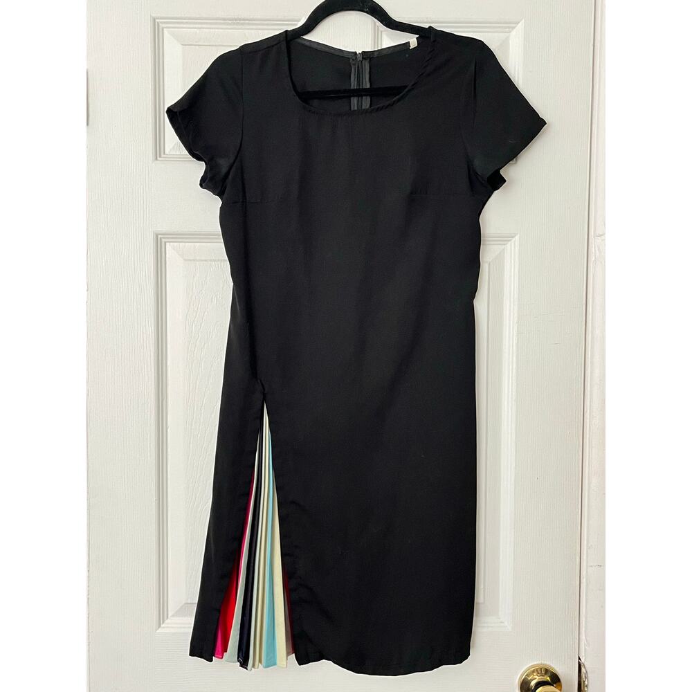 Multicolor Inset Short Sleeve Midi Dress - Size S